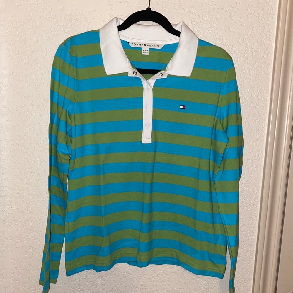 Tommy Hilfiger striped long sleeve polo shirt